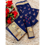 Women's Digital Dolla Silk Printed Saree With Unstitched Blouse 5.5 Mtr (Blue)