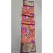 Women's Digital Dolla Silk Printed Saree With Unstitched Blouse 5.5 Mtr (Orange)