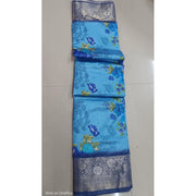 Women's Digital Dolla Silk Printed Saree With Unstitched Blouse 5.5 Mtr (Sky Blue)