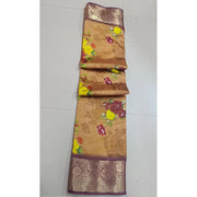 Women's Digital Dolla Silk Printed Saree With Unstitched Blouse 5.5 Mtr (Mustard)