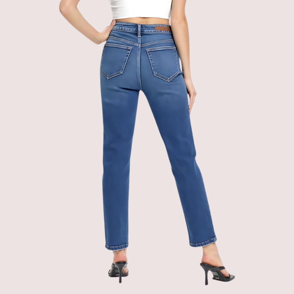 Women's High-Rise Classic Slim Straight Jeans - POPNOVA