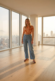Women's 90s Boyfriend Blue Wide-Leg Jeans - POPNOVA