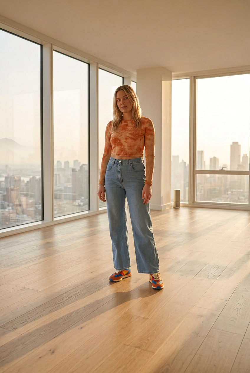 Women's 90s Boyfriend Blue Wide-Leg Jeans - POPNOVA