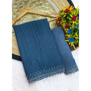 Women's Georgette Stone Work Saree With Unstitched Blouse 5.5 Mtr (Grey)