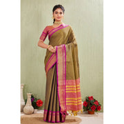 Women's Silk Blended Jaquard Woven Saree With Unstitched Blouse 5.5 Mtr (Green)