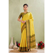Women's Silk Blended Jaquard Woven Saree With Unstitched Blouse 5.5 Mtr (Yellow)
