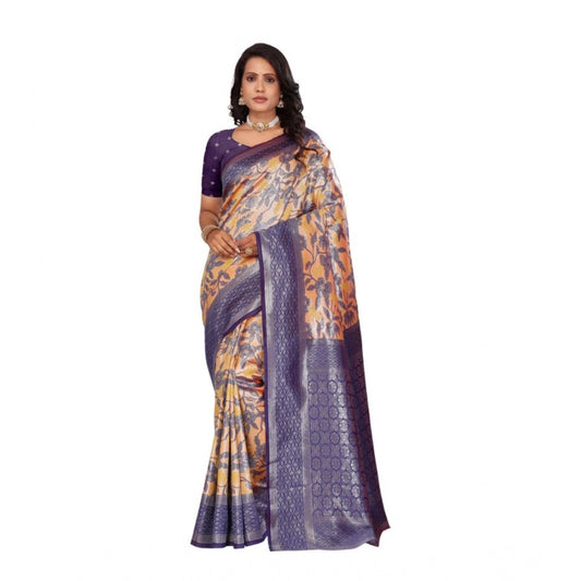Women's Banarasi Silk Jaquard Woven Saree With Unstitched Blouse 5.5Mtr | POPNOVA