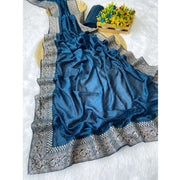 Women's Silk Embroidred Saree With Unstitched Blouse 5.5 Mtr (Light Green)