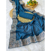 Women's Silk Embroidred Saree With Unstitched Blouse 5.5 Mtr (Light Green)