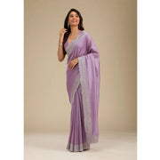 Women's Silk Embroidred Saree With Unstitched Blouse 5.5 Mtr (Purple)