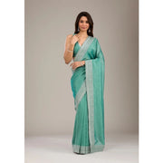 Women's Silk Embroidred Saree With Unstitched Blouse 5.5 Mtr (Light Green)