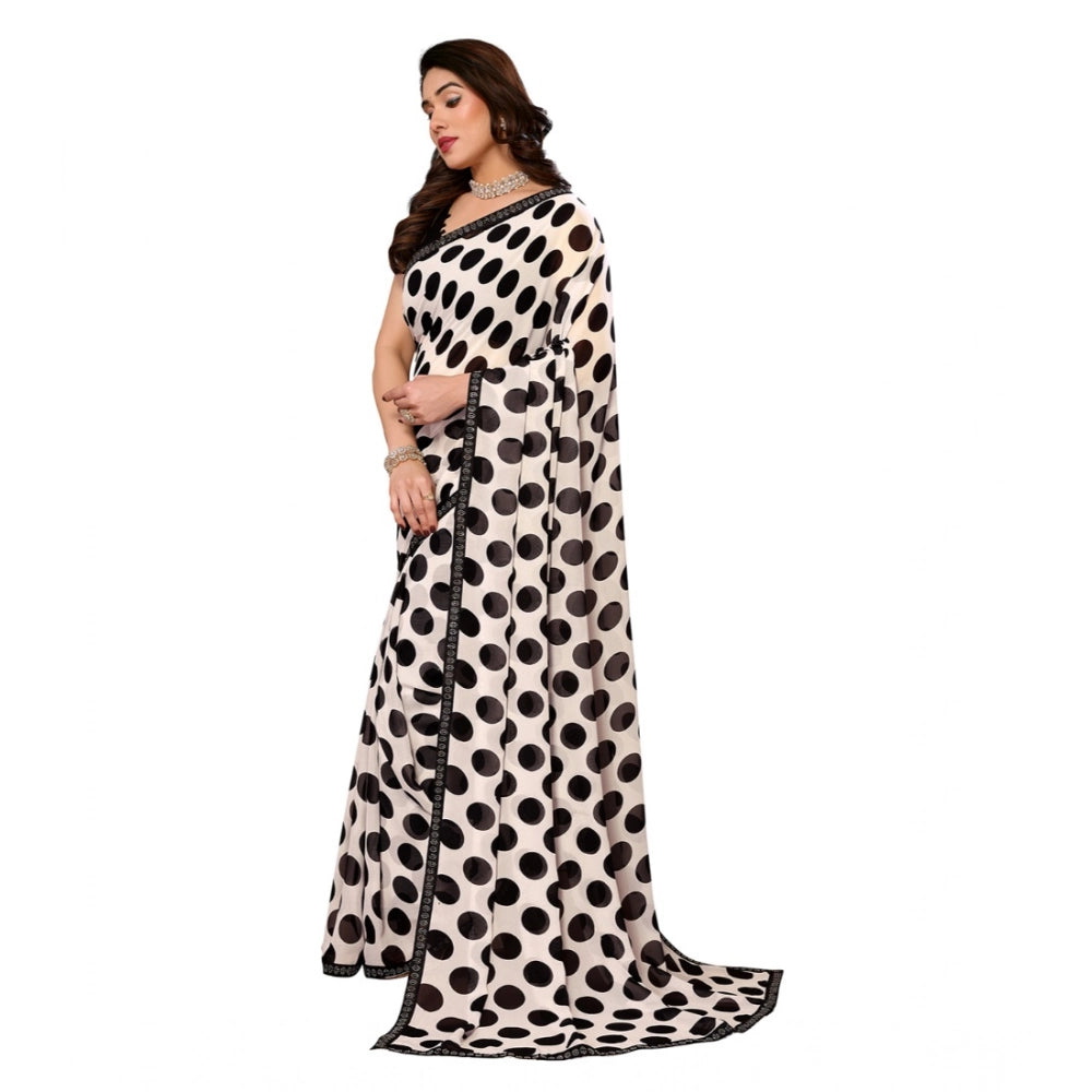 Women's Georgette Printed Saree With Unstitched Blouse 5.5 Mtr (Black)