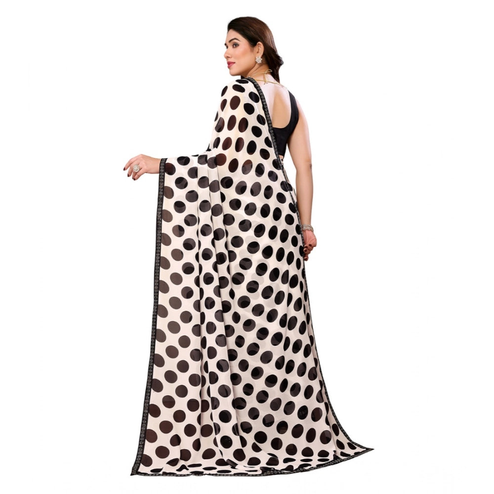 Women's Georgette Printed Saree With Unstitched Blouse 5.5 Mtr (Black)