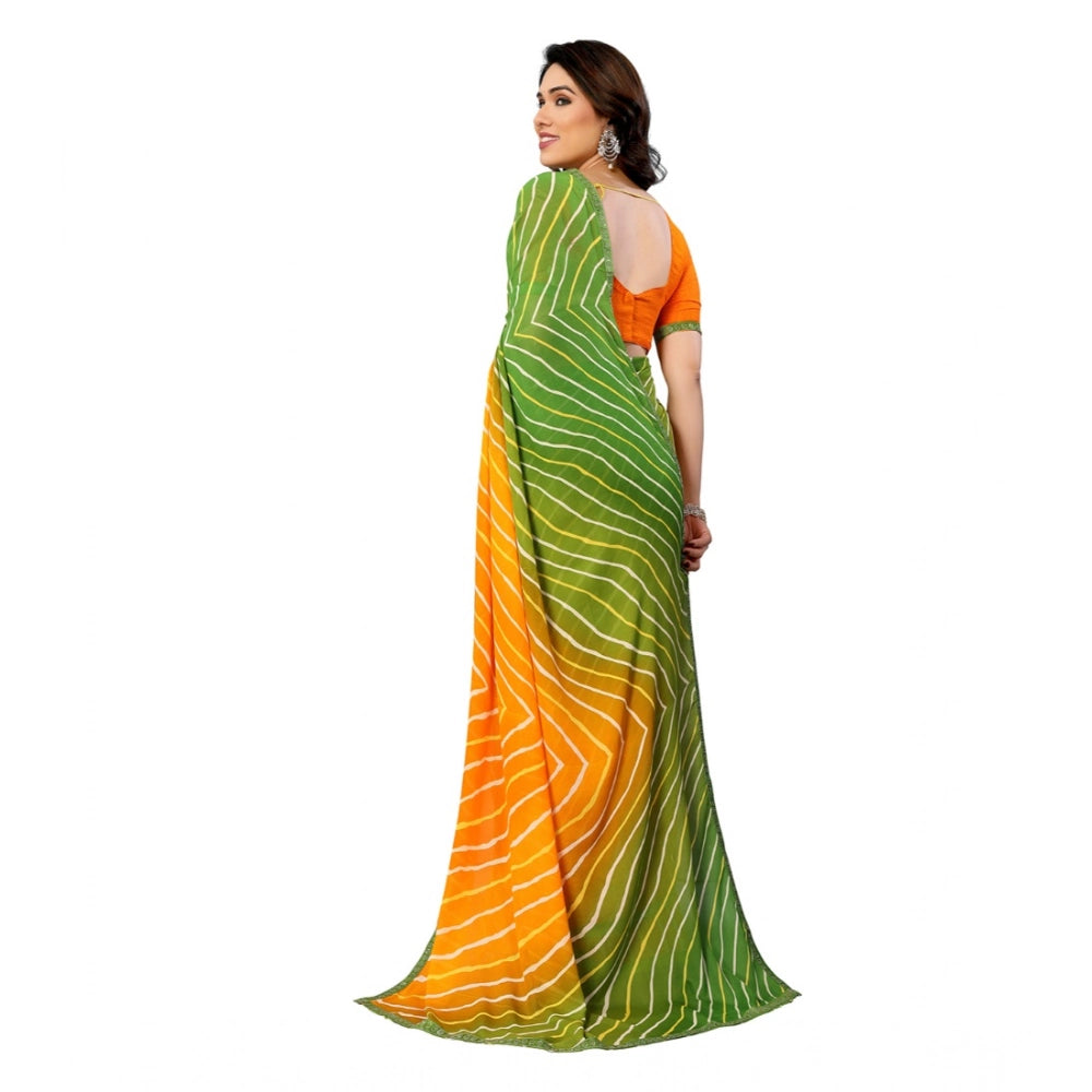 Women's Georgette Printed Saree With Unstitched Blouse 5.5 Mtr (Green)