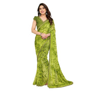 Women's Georgette Printed Saree With Unstitched Blouse 5.5 Mtr (Mehendi Green)