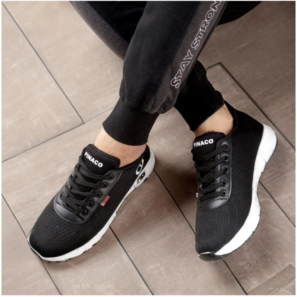 Men's Casual Mesh Lace-ups Casual Shoes (Black) - Black, Mesh Sole Type: PVC, Lace-up Disclaimer: The color of actual product may vary slightly from the images provided due to photographic lighting conditions and difference in screen resolutions. | POPNOVA