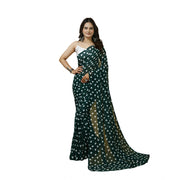 Women's Georgette Printed Saree With Unstitched Blouse 5.5 Mtr (Green)