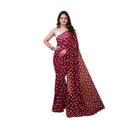 Women's Georgette Printed Saree With Unstitched Blouse 5.5 Mtr (Maroon)
