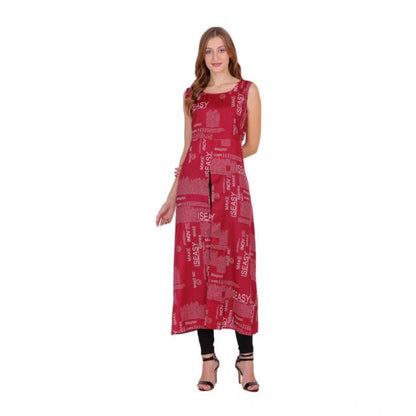 Generic Women's Casual Crepe Sleeveless Slit Dress (Maroon) - Women's Dress | POPNOVA