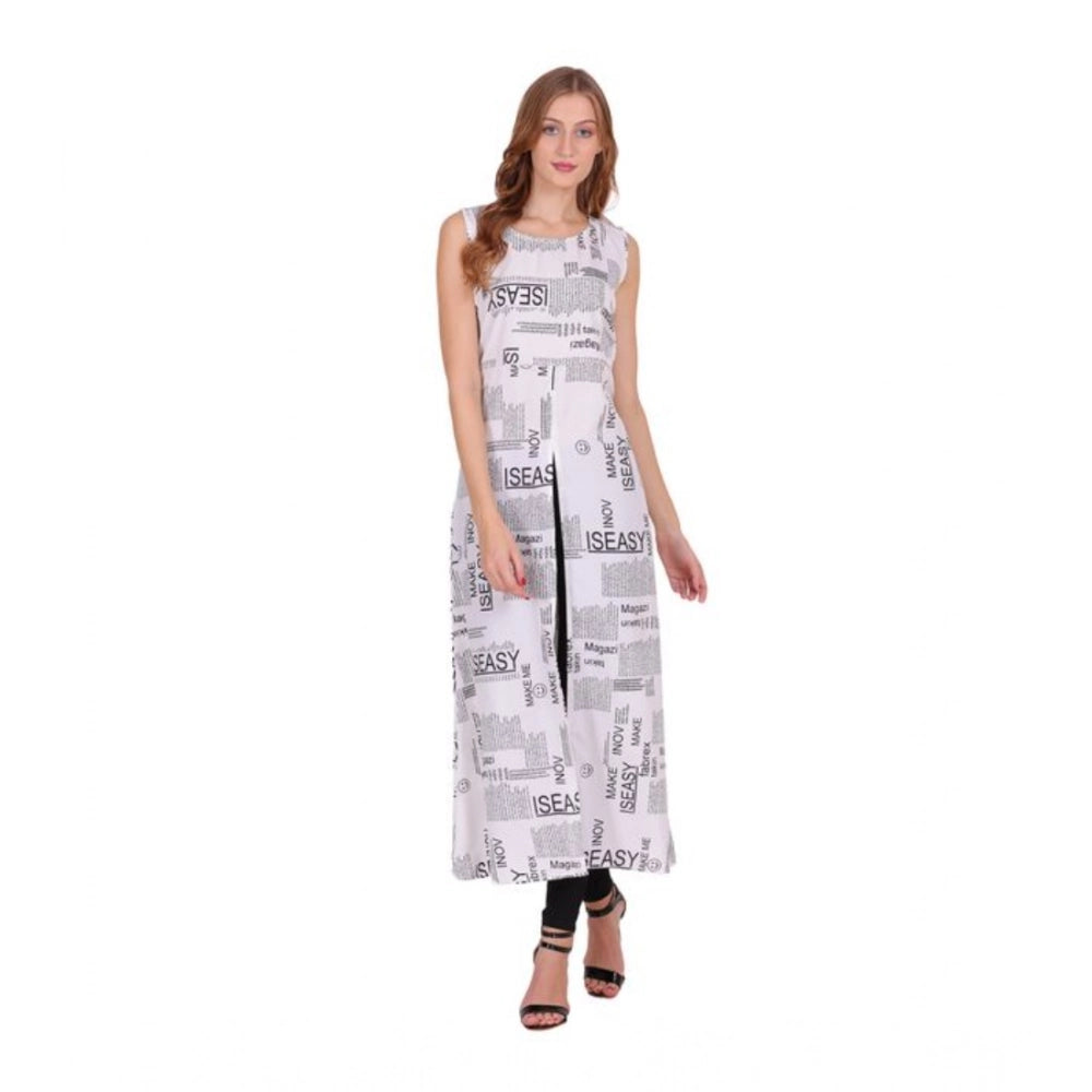 Generic Women's Casual Crepe Sleeveless Slit Dress (White) - Women's Dress | POPNOVA