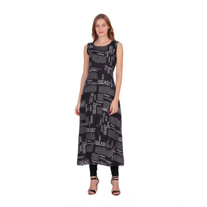 Generic Women's Casual Crepe Sleeveless Slit Dress (Black) - Women's Dress | POPNOVA