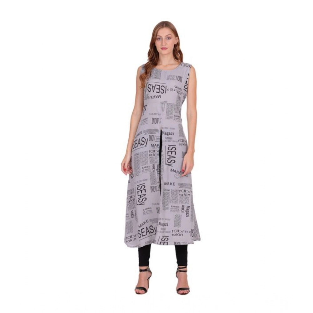 Generic Women's Casual Crepe Sleeveless Slit Dress (Light Grey) - Women's Dress | POPNOVA