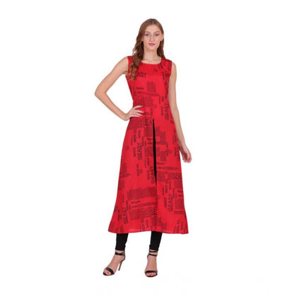 Generic Women's Casual Crepe Sleeveless Slit Dress (Red) - Women's Dress | POPNOVA