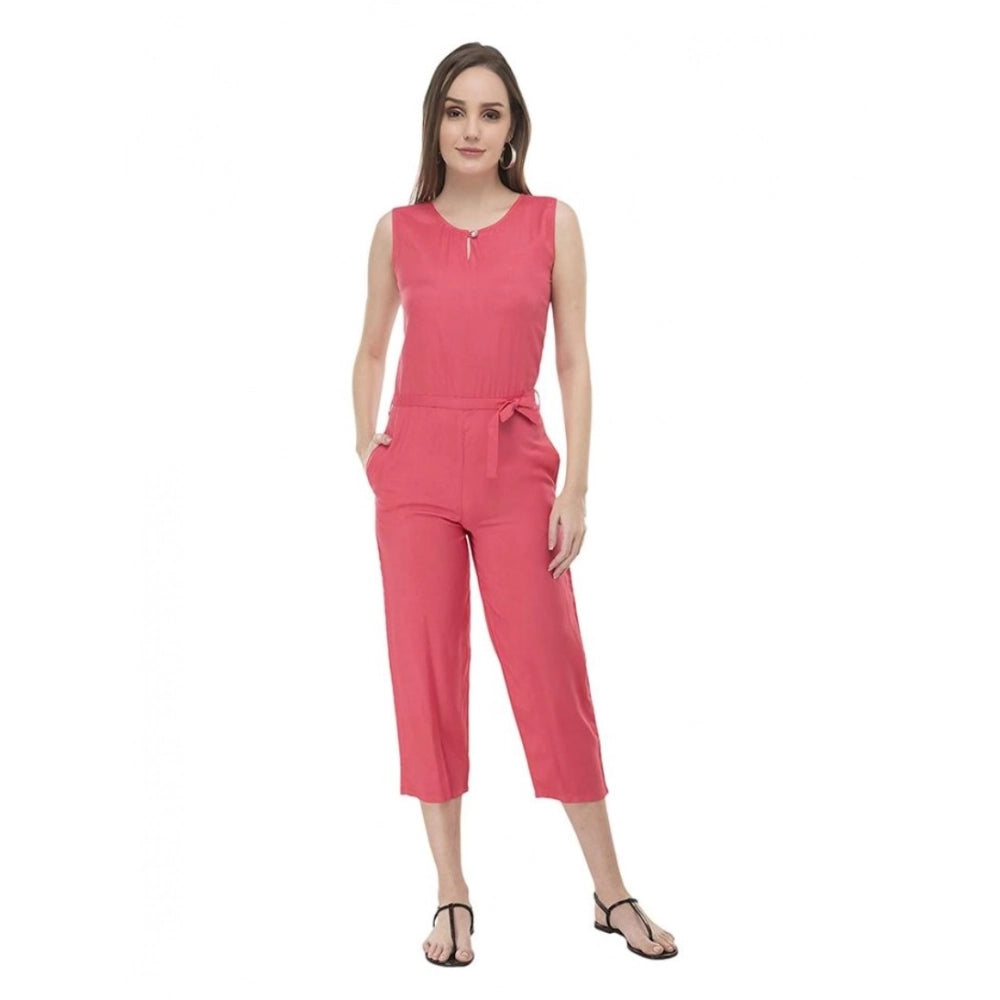 Generic Women's Casual Crepe Sleeveless Jump Suit (Pink) - Women's Dress | POPNOVA