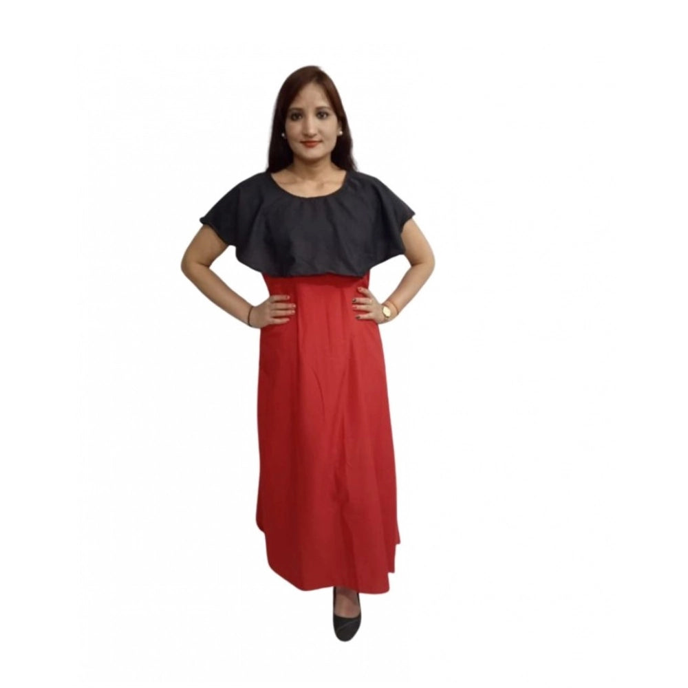 Generic Women's Casual Crepe Cape Sleeve Dress (Black) - Women's Dress | POPNOVA