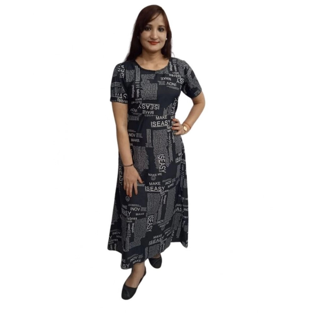 Generic Women's Casual Crepe Half Sleeves Dress (Black) - Women's Dress | POPNOVA