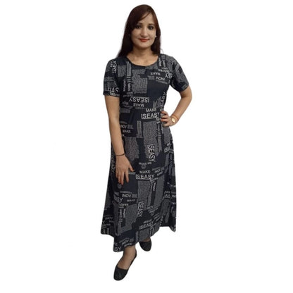 Generic Women's Casual Crepe Half Sleeves Dress (Black) - Women's Dress | POPNOVA