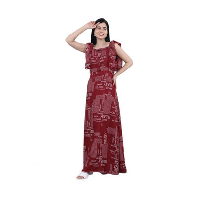 Generic Women's Casual Crepe Sleeveless Dress (Maroon) - Women's Dress | POPNOVA