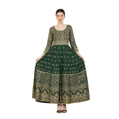 Generic Women's Casual Rayon 3-4th Sleeves Anarkali Kurti (Green) - Women's Kurti | POPNOVA