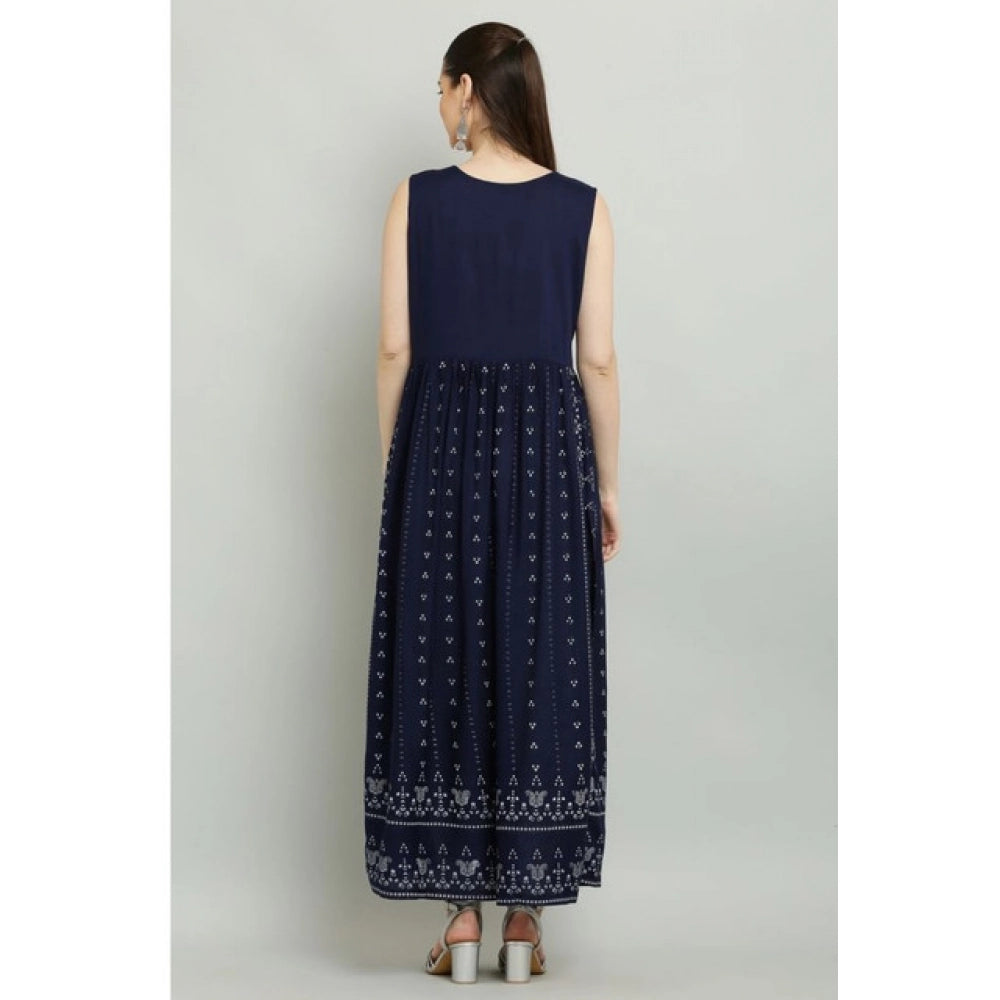 Women's Casual Rayon Sleeveless Kurti - Blue