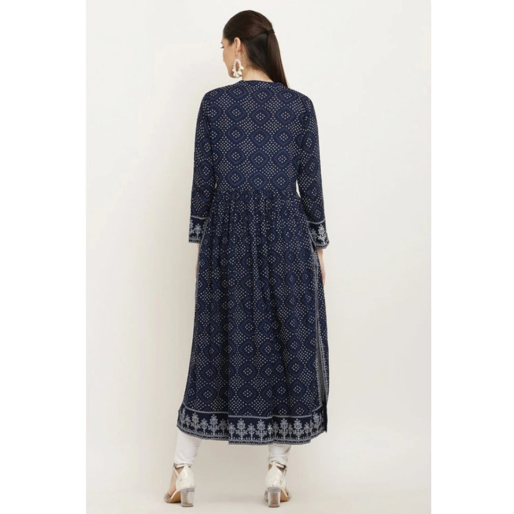 Women's Casual Rayon Full sleeve Kurti - Blue