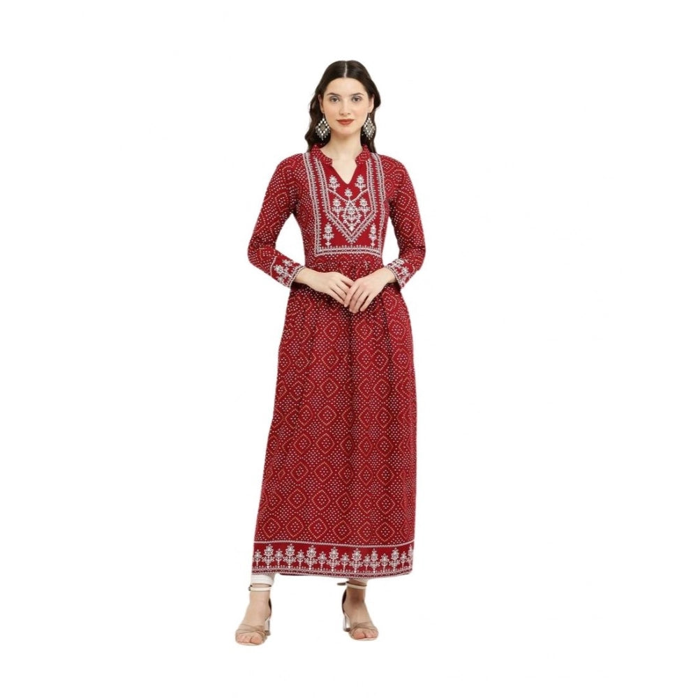 Women's Casual Rayon Full sleeve Kurti - Maroon