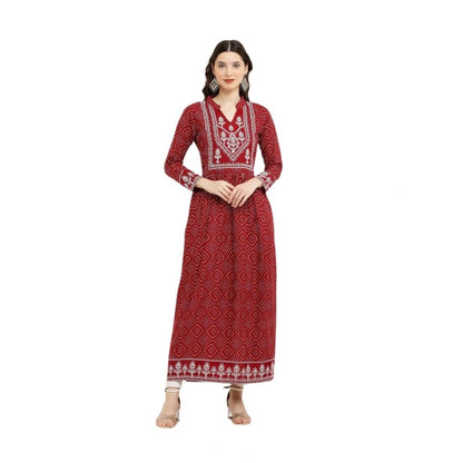 Generic Women's Casual Rayon Full sleeve Kurti (Maroon) - Women's Kurti | POPNOVA