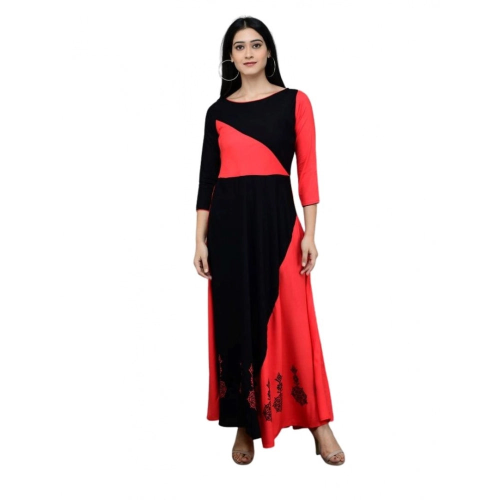 Generic Women's Casual Rayon 3-4th Sleeves Maxi Dress (Pink) - Women's Dress | POPNOVA