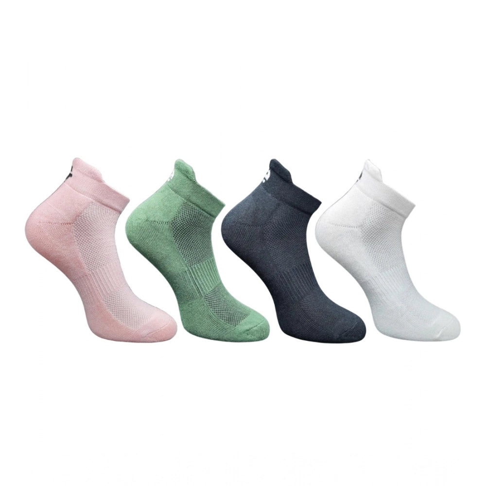 4_Pair Set Unisex Casual Bamboo Cotton Printed Ankle Length Socks (Multicolor)