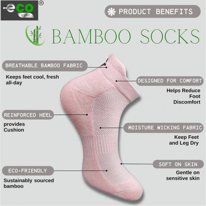 4_Pair Set Unisex Casual Bamboo Cotton Printed Ankle Length Socks (Multicolor)