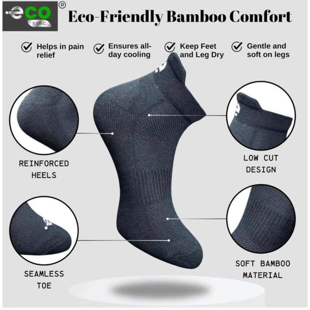 4_Pair Set Unisex Casual Bamboo Cotton Printed Ankle Length Socks (Multicolor)