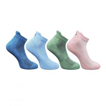 4_Pair Set Unisex Casual Bamboo Cotton Printed Ankle Length Socks (Multicolor)