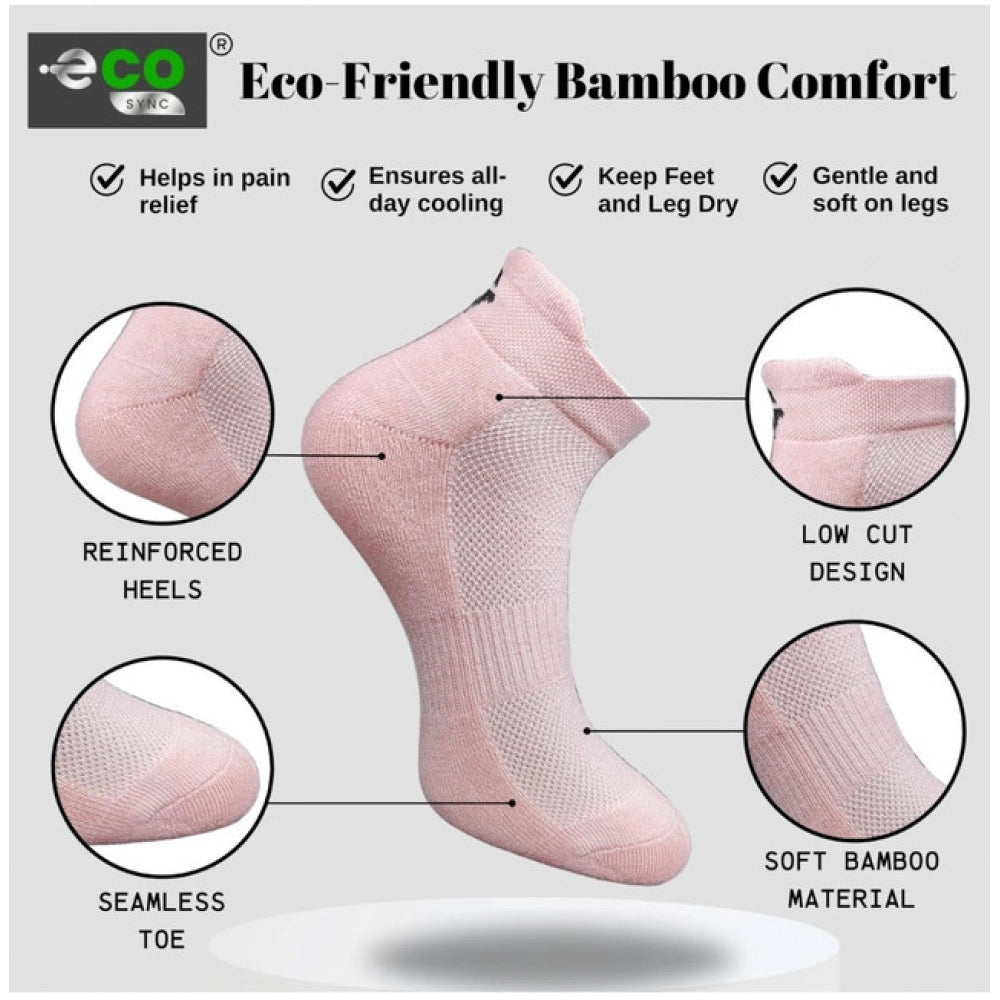 4_Pair Set Unisex Casual Bamboo Cotton Printed Ankle Length Socks (Multicolor)