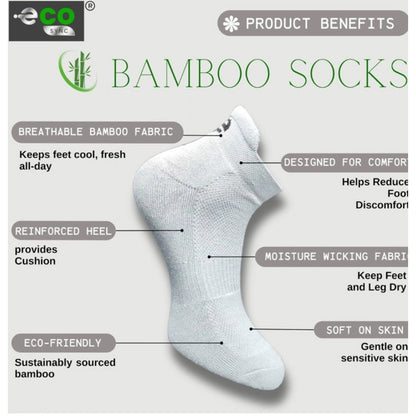 4_Pair Set Unisex Casual Bamboo Cotton Printed Ankle Length Socks (Multicolor)