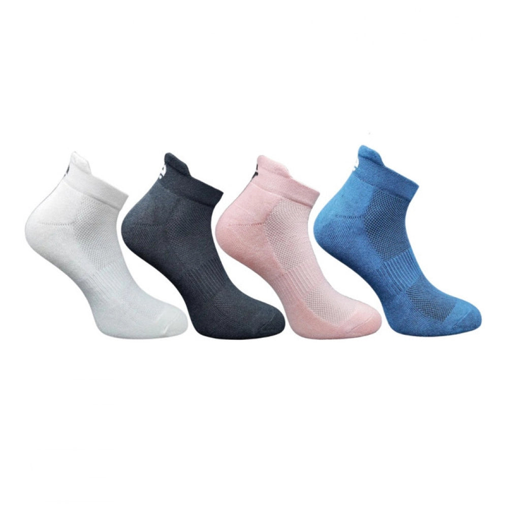 4_Pair Set Unisex Casual Bamboo Cotton Printed Ankle Length Socks (Multicolor)