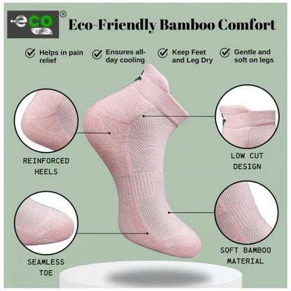4_Pair Set Unisex Casual Bamboo Cotton Printed Ankle Length Socks (Multicolor)
