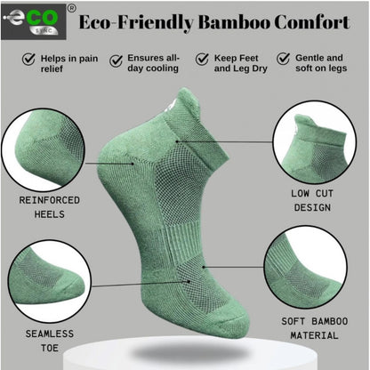 4_Pair Set Unisex Casual Bamboo Cotton Printed Ankle Length Socks (Multicolor)