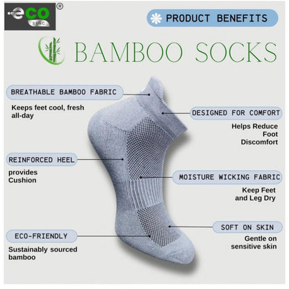 4_Pair Set Unisex Casual Bamboo Cotton Printed Ankle Length Socks (Multicolor)