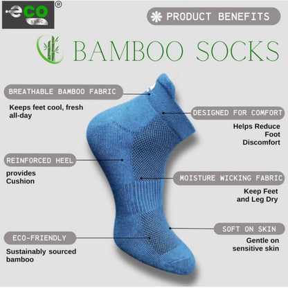 4_Pair Set Unisex Casual Bamboo Cotton Printed Ankle Length Socks (Multicolor)