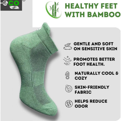 4_Pair Set Unisex Casual Bamboo Cotton Printed Ankle Length Socks (Multicolor)